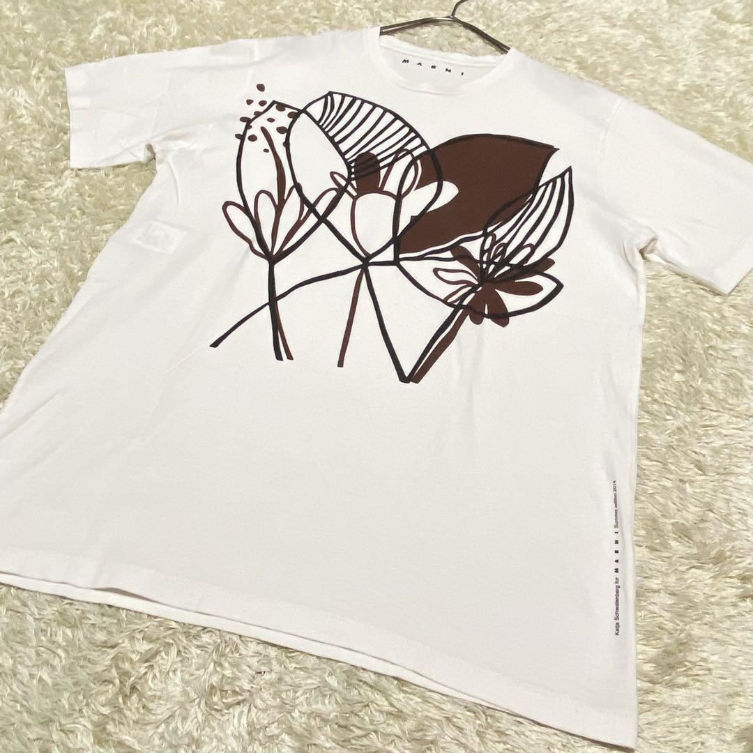 MARNI マルニ 半袖 プリント Tシャツ ホワイト サイズ 50 (L)