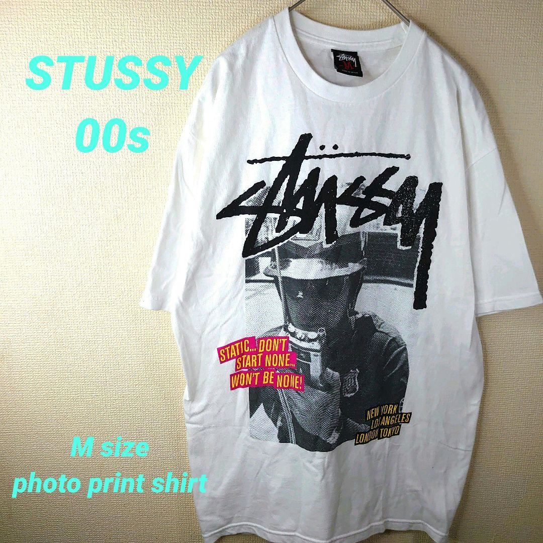 【廃盤品】STUSSY 00s フォトプリント  Tシャツ アメリカンポリス M